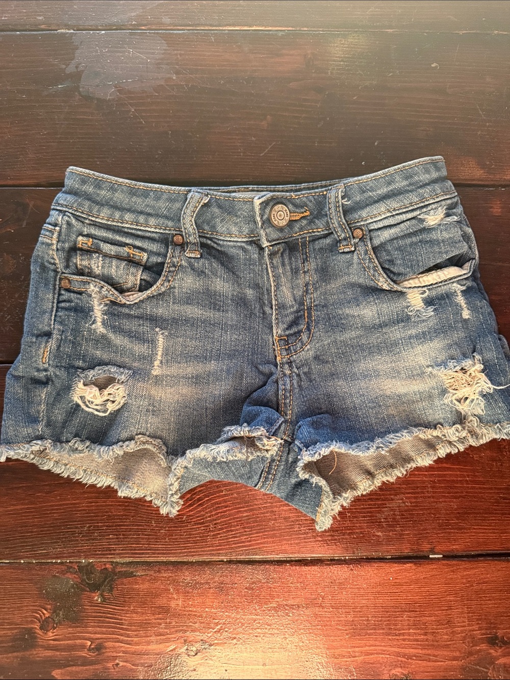 RSQ Frayed Distressed Denim Shorts - Blue